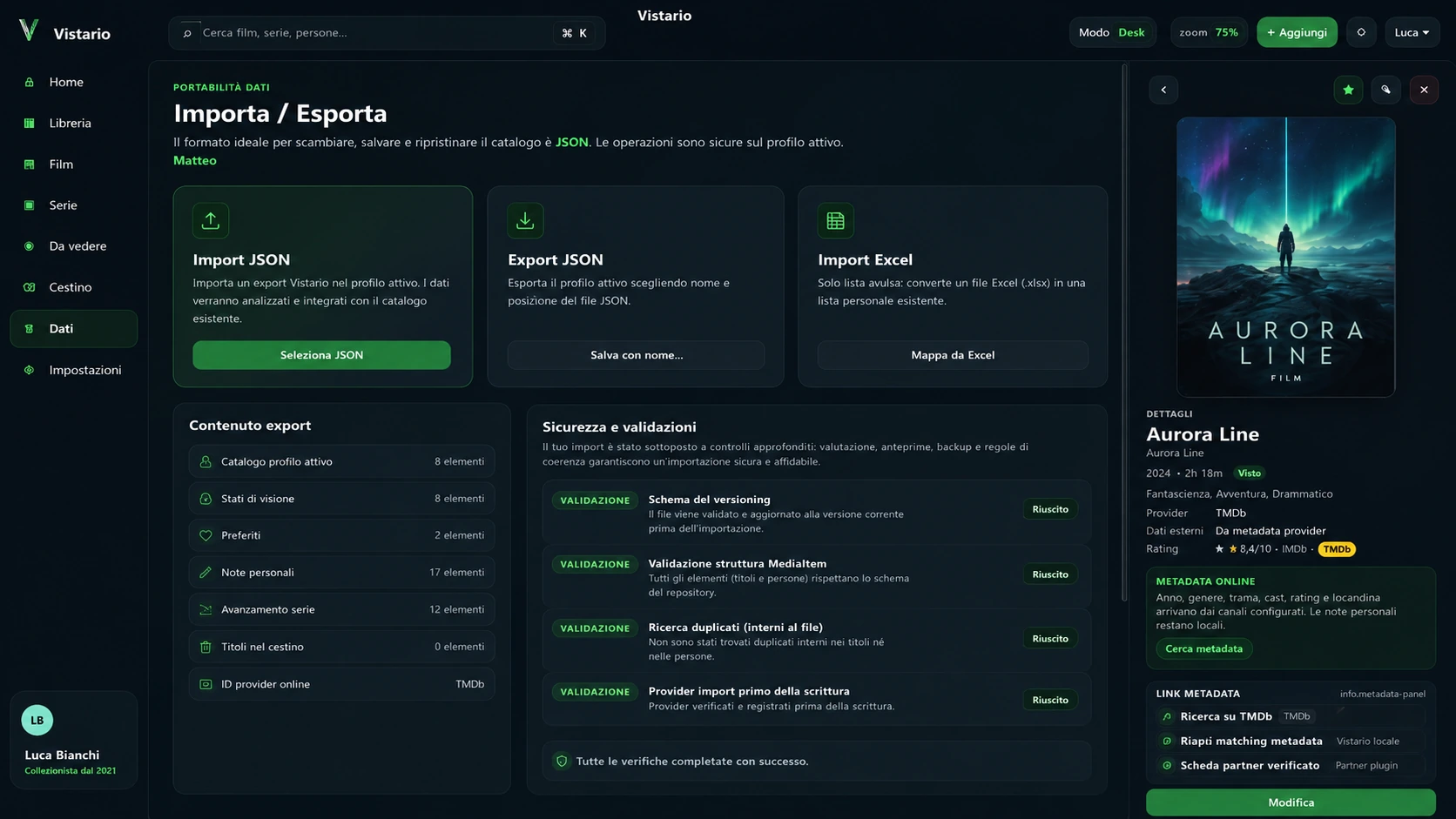 Demonstration Vistario JSON import and export tools.